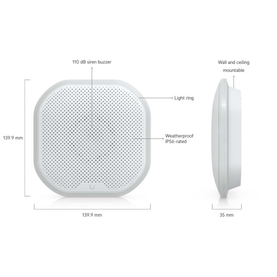 Sirenă UniFi Ubiquiti SuperLink pentru exterior cu alarmă de 110 dB și iluminare LED, USL-Siren